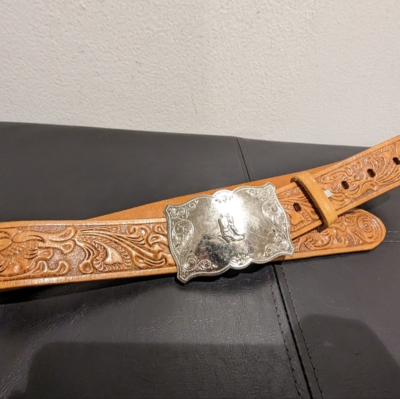 Vintage Genuine Leather Western Rodeo Belt Cowboy boots buckle - Picture 11 of 12